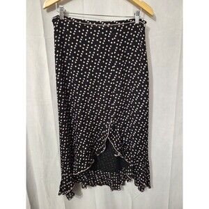 VTG Bahari Group 100% Silk Polka Dot Flowy Skirt Sz 12 High Low Fairy Grunge Y2K